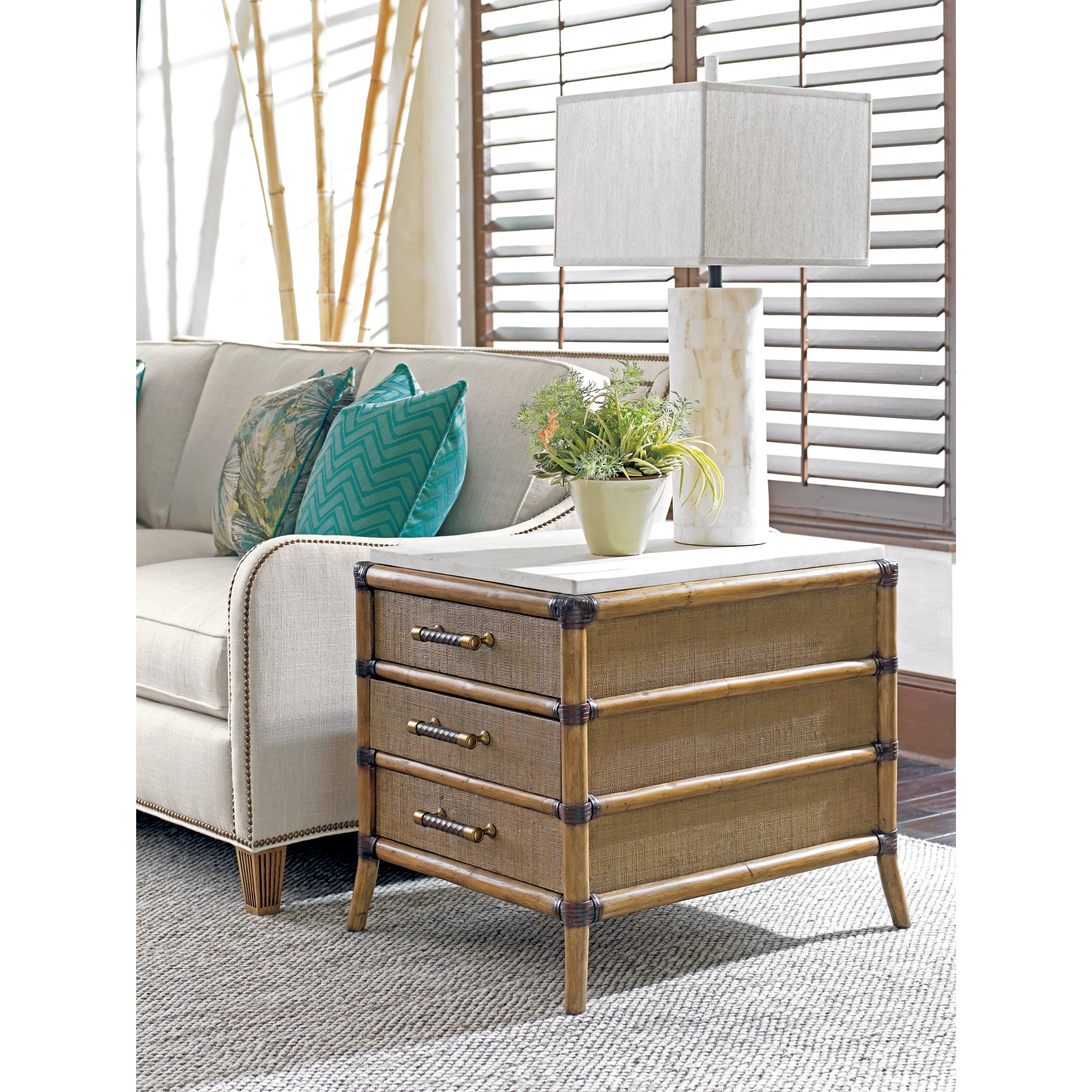 Tommy Bahama Home Twin Palms 558951 Veracruz Three Drawer End Table